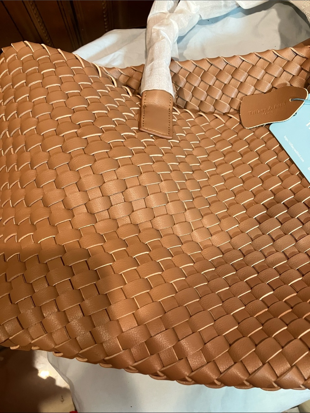 Tiffany & Fred Woven Tote with Tan Leather Pouch - Picture 6 of 16